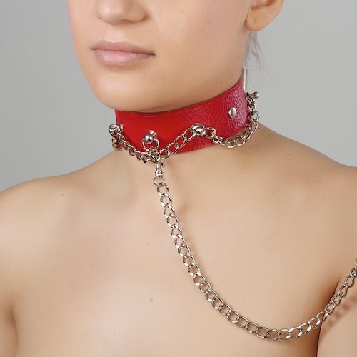 Красный ошейник из натуральной кожи - Sitabella - купить с доставкой в Ногинске
