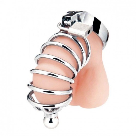 Серебристая клетка для члена Urethral Play Cage - BlueLine - купить с доставкой в Ногинске