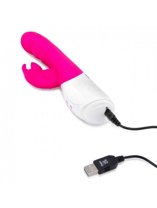 Розовый вибромассажер с клиторальной стимуляцией Clitoral Suction Rabbit - 24,5 см. - Rabbit Essentials