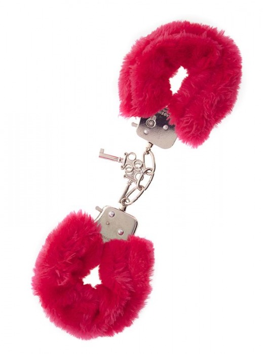 Металлические наручники с красной меховой опушкой METAL HANDCUFF WITH PLUSH RED - Dream Toys - купить с доставкой в Ногинске