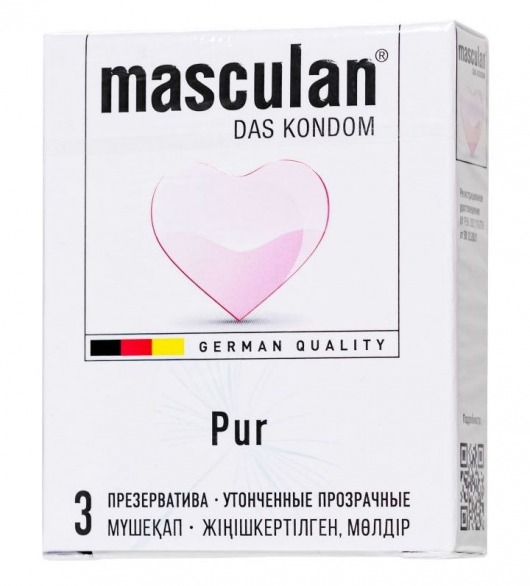 Супертонкие презервативы Masculan Pur - 3 шт. - Masculan - купить с доставкой в Ногинске
