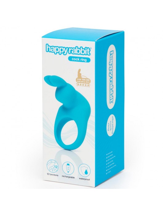 Голубое эрекционное виброкольцо Happy Rabbit Rechargeable Rabbit Cock Ring - Happy Rabbit - в Ногинске купить с доставкой