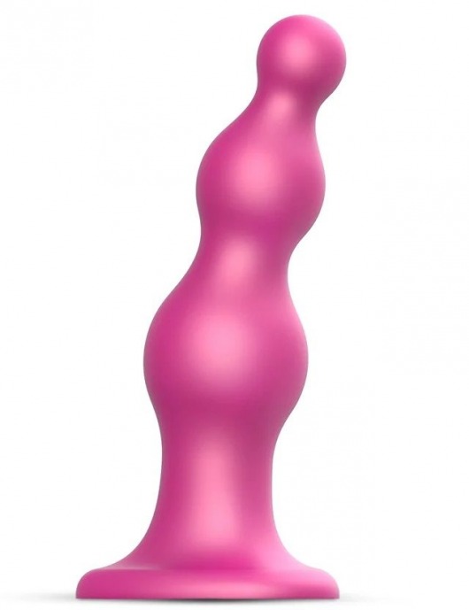 Розовая насадка Strap-On-Me Dildo Plug Beads size S - Strap-on-me - купить с доставкой в Ногинске