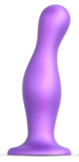 Фиолетовая насадка Strap-On-Me Dildo Plug Curvy size L - Strap-on-me - купить с доставкой в Ногинске