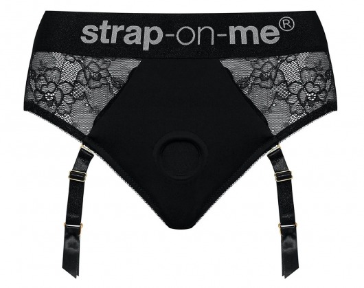 Черные трусики для насадок Diva Lingerie Harness - size S - Strap-on-me - купить с доставкой в Ногинске