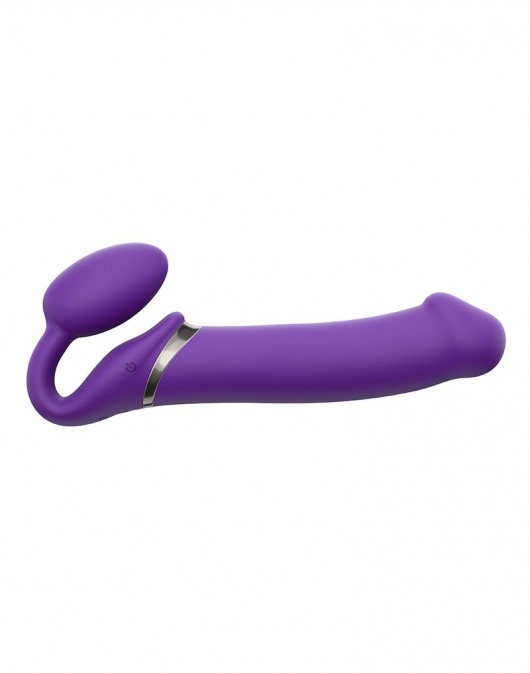 Фиолетовый безремневой вибрострапон Silicone Bendable Strap-On - size XL - Strap-on-me - купить с доставкой в Ногинске