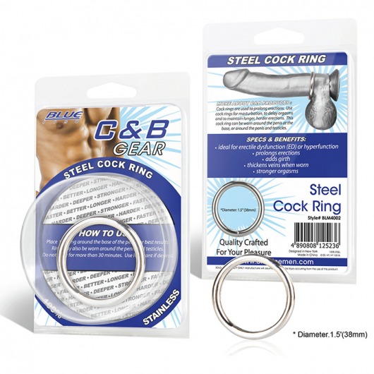 Стальное эрекционное кольцо STEEL COCK RING - 4.5 см. - BlueLine - в Ногинске купить с доставкой