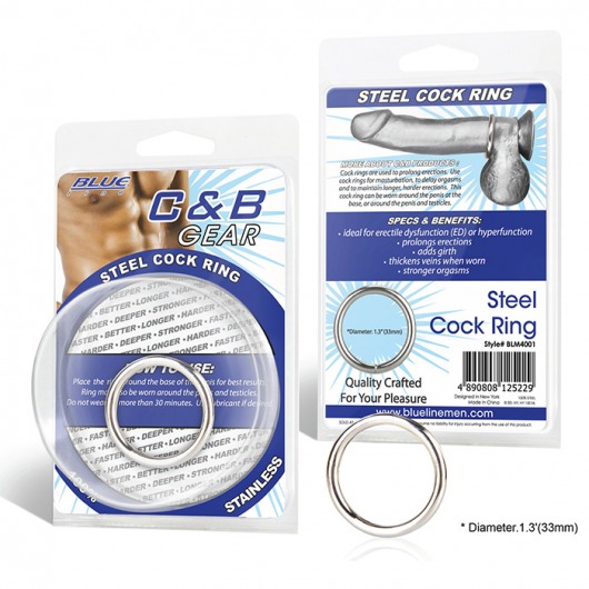 Стальное эрекционное кольцо STEEL COCK RING - 3.5 см. - BlueLine - в Ногинске купить с доставкой