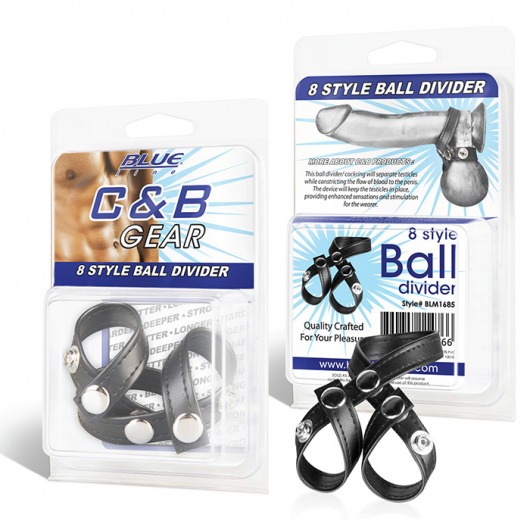 Разделитель мошонки из искусственной кожи на клепках 8 STYLE BALL DIVIDER - BlueLine - купить с доставкой в Ногинске