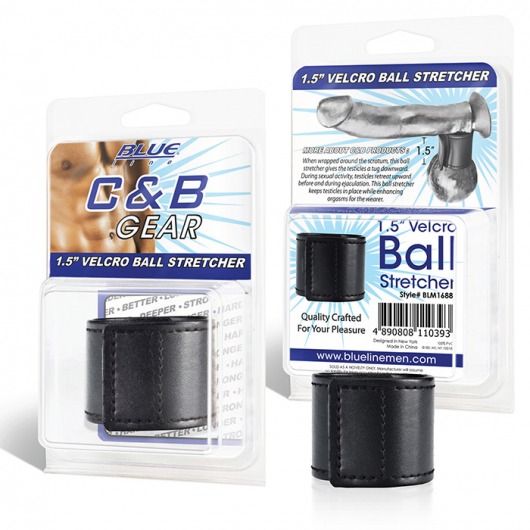 Хомут-утяжка для мошонки из искусственной кожи на липучке VELCRO BALL STRETCHER- 4 см. - BlueLine - в Ногинске купить с доставкой