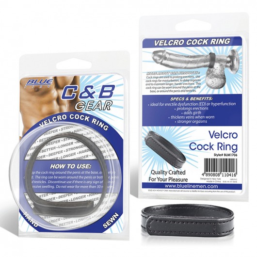 Кольцо на пенис из искусственной кожи на липучке VELCRO COCK RING - 5 см. - BlueLine - в Ногинске купить с доставкой