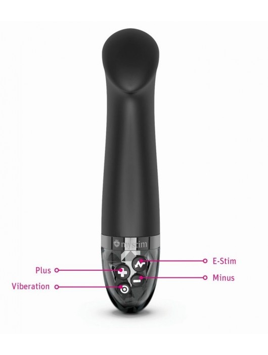 Черный вибратор с функцией электростимуляции Right on Ron - 17 см. - MyStim - купить с доставкой в Ногинске