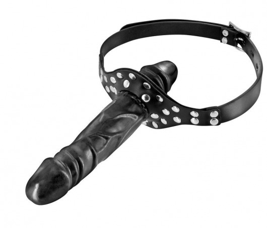 Черный кляп-фаллоимитатор Double Penis Gag - Fetish Tentation - купить с доставкой в Ногинске