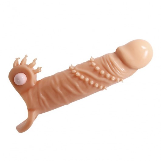 Телесная удлиняющая вибронасадка Penis Sleeve Connor - 17 см. - Baile - в Ногинске купить с доставкой