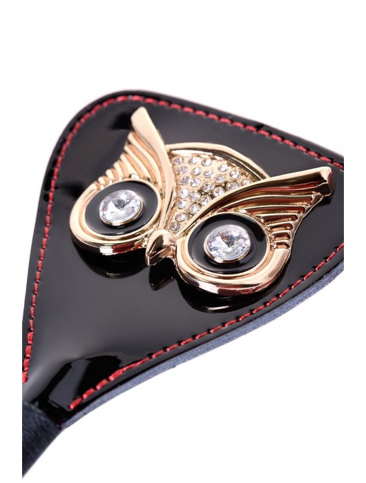 Чёрный стек с совой на кожаном наконечнике - 24 см. - ToyFa - купить с доставкой в Ногинске