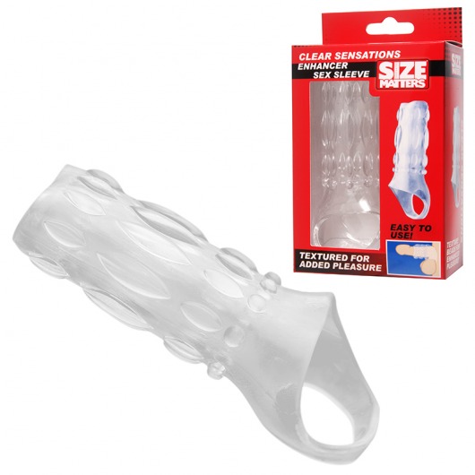 Насадка на пенис с кольцом для мошонки Clear Sensations Enhancer Sex Sleeve - 11,5 см. - XR Brands - в Ногинске купить с доставкой