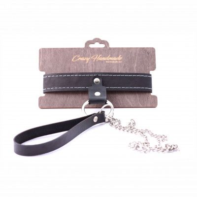 Узкий однослойный ошейник с поводком - Crazy Handmade - купить с доставкой в Ногинске