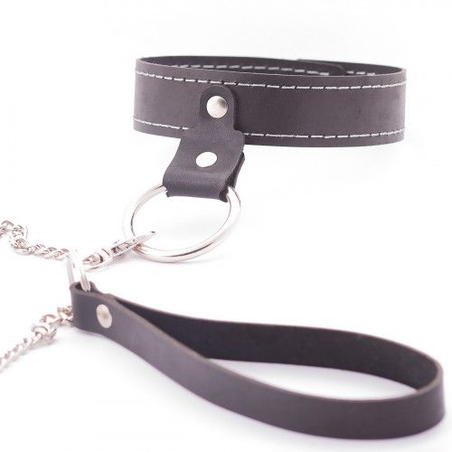 Узкий однослойный ошейник с поводком - Crazy Handmade - купить с доставкой в Ногинске