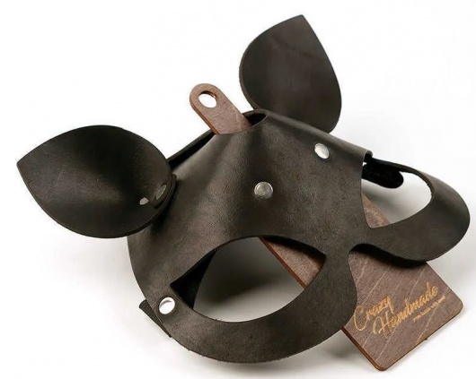 Черная кожаная маска  Кошка  с маленькими ушками - Crazy Handmade - купить с доставкой в Ногинске