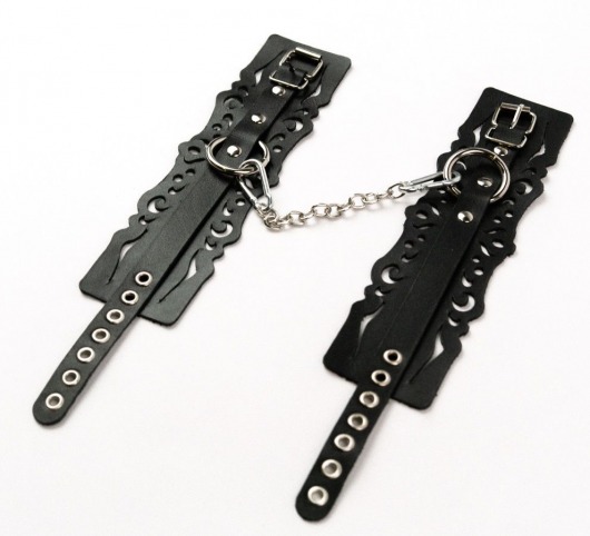 Узорчатые кожаные оковы с регулируемыми ремешками - Crazy Handmade - купить с доставкой в Ногинске