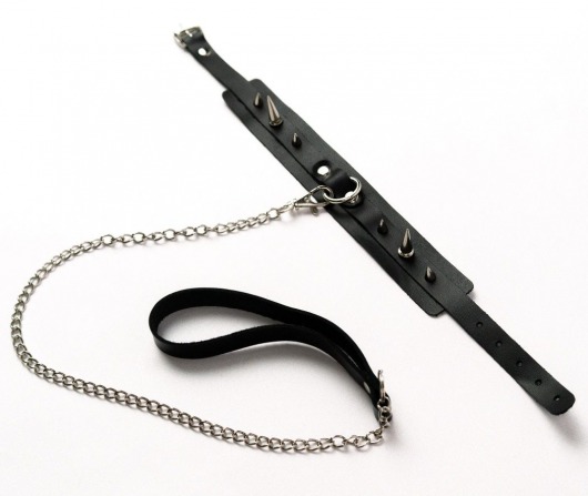 Черный ошейник с шипами и поводком - Crazy Handmade - купить с доставкой в Ногинске