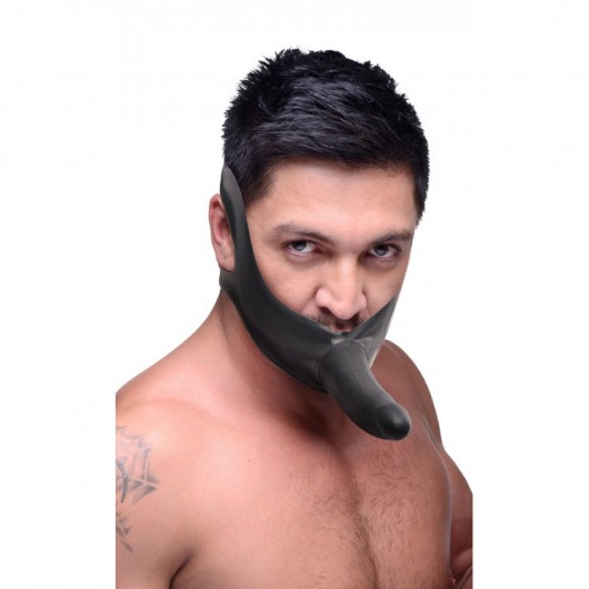 Черный кляп-страпон Masters Mini Face Fuck Strap-On - 14 см. - XR Brands - купить с доставкой в Ногинске