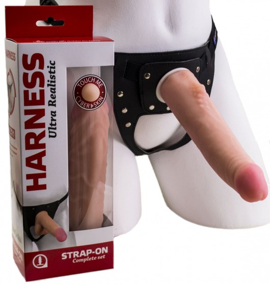 Реалистичный страпон Harness из трусиков и насадки-фаллоса - 18,5 см. - LOVETOY (А-Полимер) - купить с доставкой в Ногинске