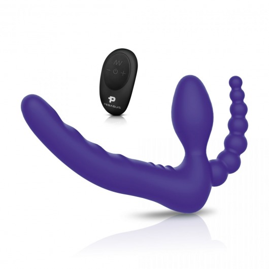 Фиолетовый безремневой страпон с пультом ДУ 7’’ Remote Control Strapless - 24 см. - Pegasus - купить с доставкой в Ногинске