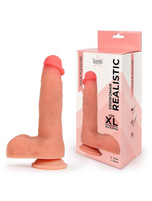 Телесный фаллоимитатор на подошве-присоске - 22 см. - Erowoman-Eroman