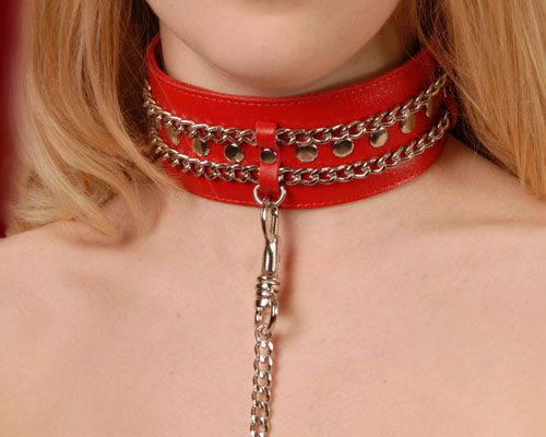 Красный ошейник с цепочками - Sitabella - купить с доставкой в Ногинске