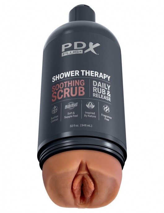 Мастурбатор-вагина цвета карамели Shower Therapy Soothing Scrub - Pipedream - в Ногинске купить с доставкой