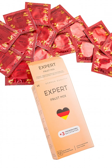 Ароматизированные презервативы EXPERT Fruit Mix - 12 шт.(+3 в подарок) - Expert - купить с доставкой в Ногинске