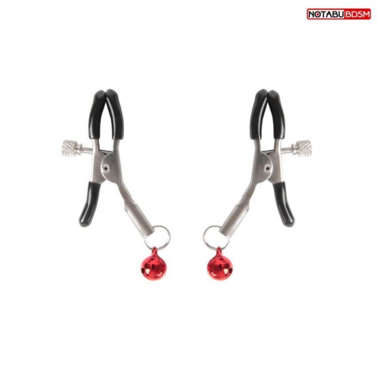 Серебристые зажимы на соски с шариками - Notabu - купить с доставкой в Ногинске