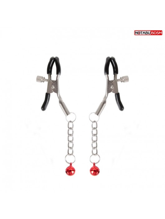 Серебристые зажимы на соски с шариками на цепочках - Notabu - купить с доставкой в Ногинске