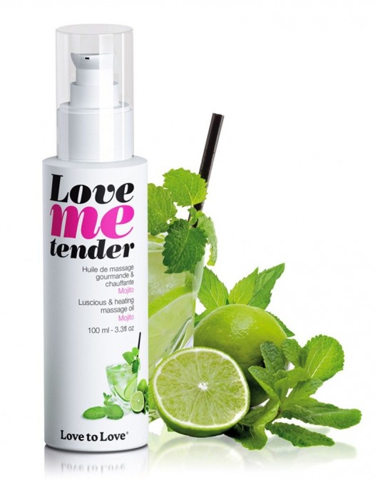 Съедобное согревающее массажное масло Love Me Tender Mojito с ароматом мохито - 100 мл. - Love to Love - купить с доставкой в Ногинске