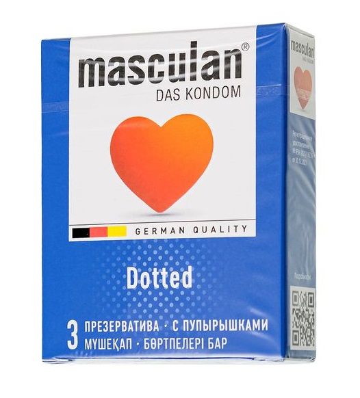 Презервативы с пупырышками Masculan Dotted - 3 шт. - Masculan - купить с доставкой в Ногинске