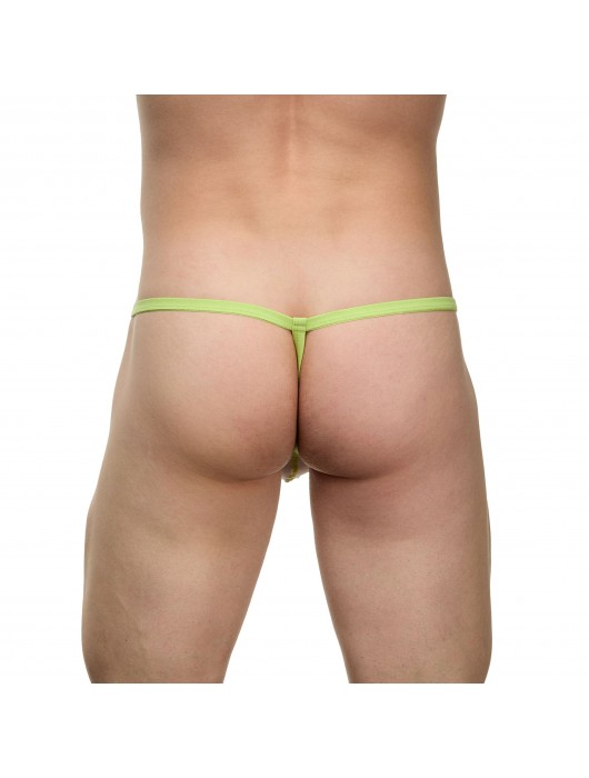 Белые мужские трусы-стринги с зеленой резинкой - La Blinque купить с доставкой