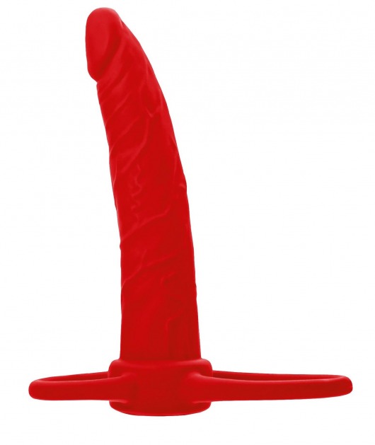 Красная насадка на пенис для двойного проникновения Black Red - 16,5 см. - ToyFa - купить с доставкой в Ногинске