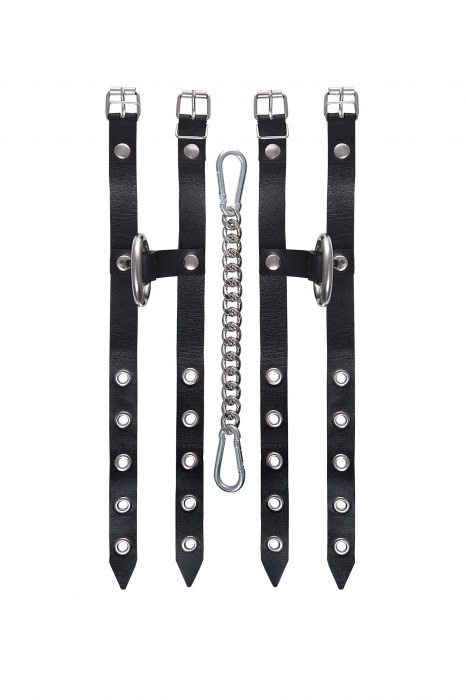 Черные однослойные кожаные оковы из двух ремешков - Pecado - купить с доставкой в Ногинске