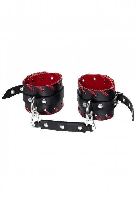 Черно-красные оковы из натуральной кожи - Pecado - купить с доставкой в Ногинске