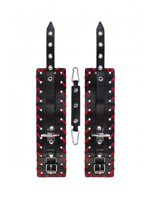 Черно-красные оковы из натуральной кожи - Pecado - купить с доставкой в Ногинске