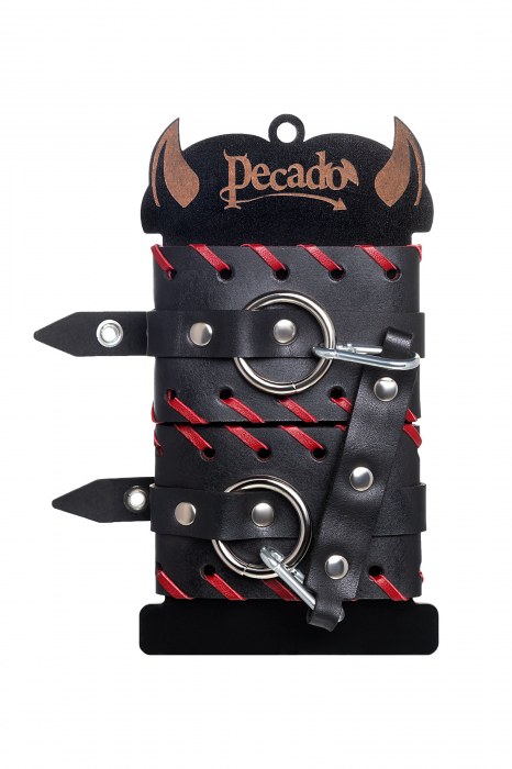 Черно-красные оковы из натуральной кожи - Pecado - купить с доставкой в Ногинске