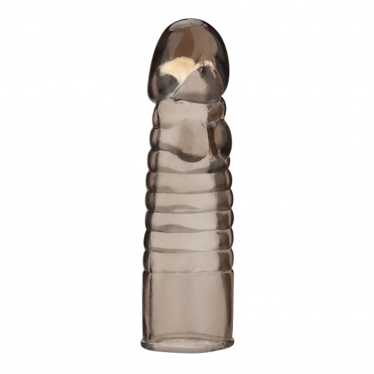 Дымчатая насадка-удлинитель Ribbed Realistic Penis Enhancing Sleeve Extension - 15,2 см. - BlueLine - в Ногинске купить с доставкой