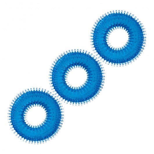 Комплект из трех голубых колец для эрекции 3-Pack Ultra-Stim Stretch Cock Rings - BlueLine - в Ногинске купить с доставкой