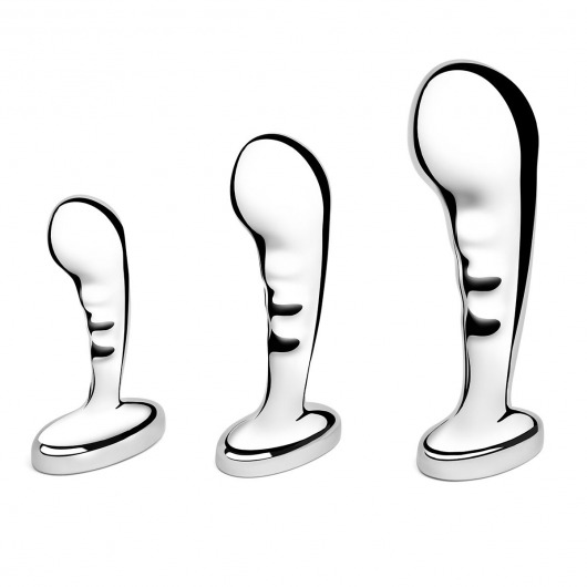 Набор из 3 стальных стимуляторов простаты Stainless Steel P-spot Training Set - b-Vibe - в Ногинске купить с доставкой