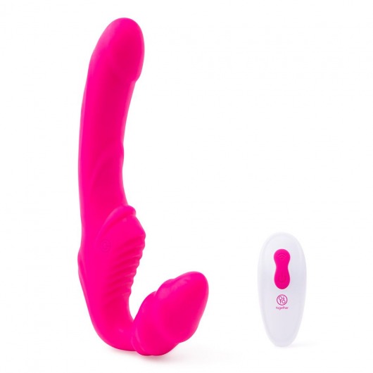 Розовый безремневой страпон на радиоуправлении Strapless Together - 22 см. - Together Toy - купить с доставкой в Ногинске