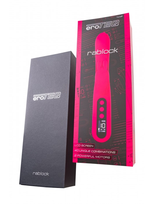 Ярко-розовый вибратор с клиторальной стимуляцией Rablock - 23,5 см. - ToyFa