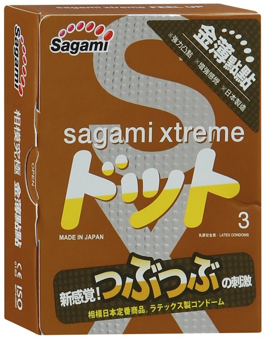 Презервативы Sagami Xtreme FEEL UP с точечной текстурой и линиями прилегания - 3 шт. - Sagami - купить с доставкой в Ногинске
