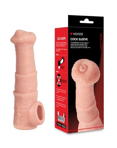 Телесная фантазийная насадка на член Cock Sleeve Size M - KOKOS - в Ногинске купить с доставкой