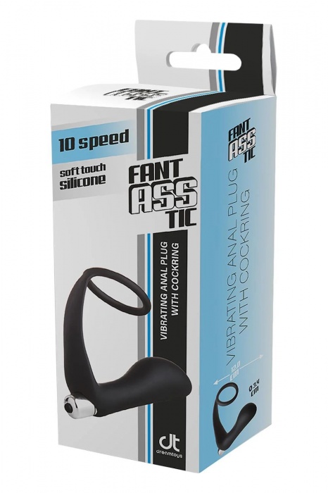 Черное эрекционное кольцо с вибропробкой Vibrating Anal Plug With Cockring - Dream Toys - в Ногинске купить с доставкой